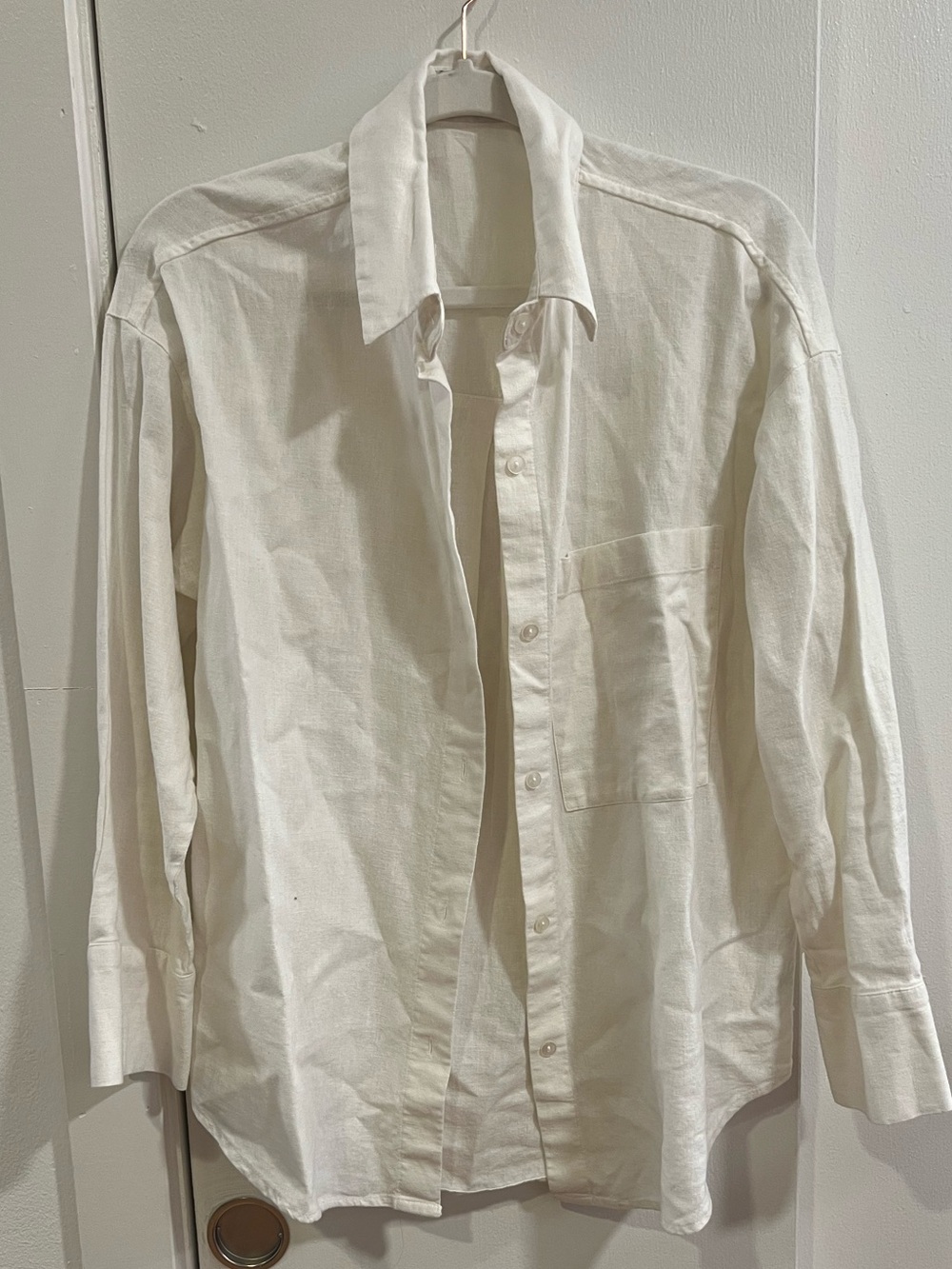 Abercrombie & Fitch White Linen Button-Down Shirt